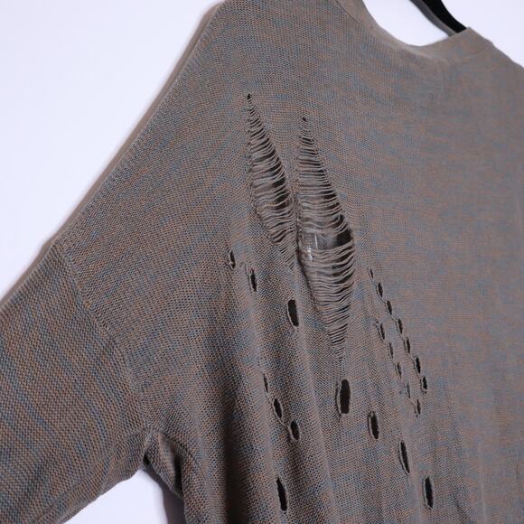 BCBGENERATION Distressed Sweater Marled Fern Taupe Cardigan Casual Women's M - Picture 7 of 12